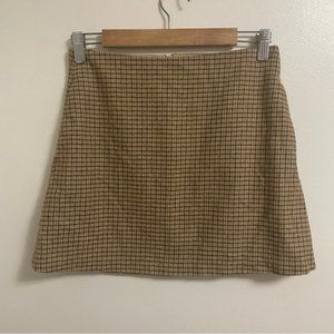 Aritzia Tan Plaid Mini Skirt